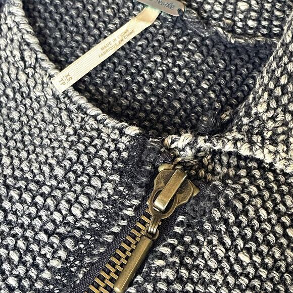 Free People Knit Moto Zip Cardigan XS-S Grunge Indie Textured Sweater Jacket - Picture 2 of 6